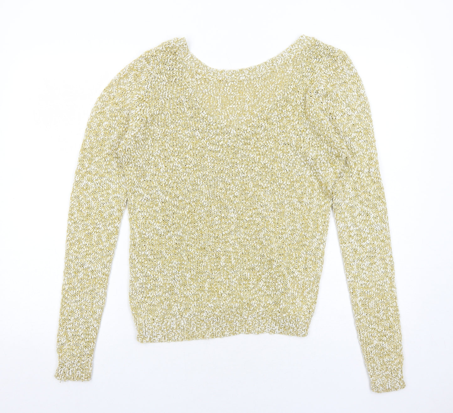 VILA Womens Yellow Scoop Neck Polyester Pullover Jumper Size S