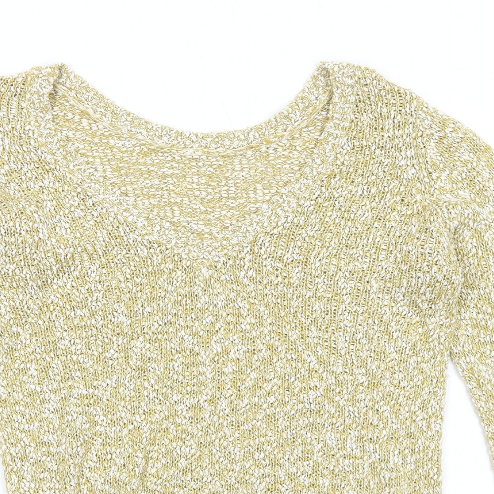 VILA Womens Yellow Scoop Neck Polyester Pullover Jumper Size S