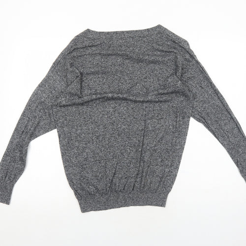 Marks and Spencer Womens Grey V-Neck Cotton Pullover Jumper Size 8