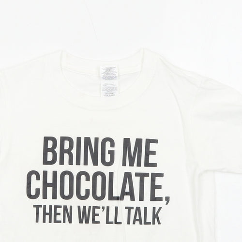 Gildan Boys White Cotton Pullover T-Shirt Size 7-8 Years Round Neck Pullover - Bring Me Chocolate