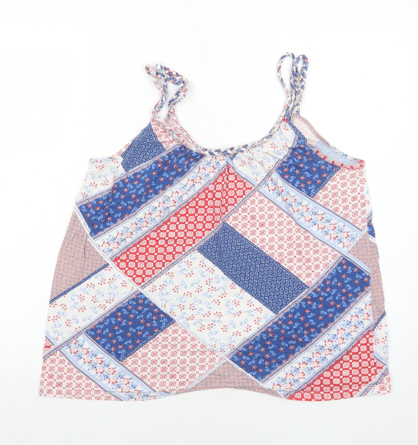 TU Womens Multicoloured Floral Viscose Camisole Tank Size 14 Scoop Neck - Patchwork Style