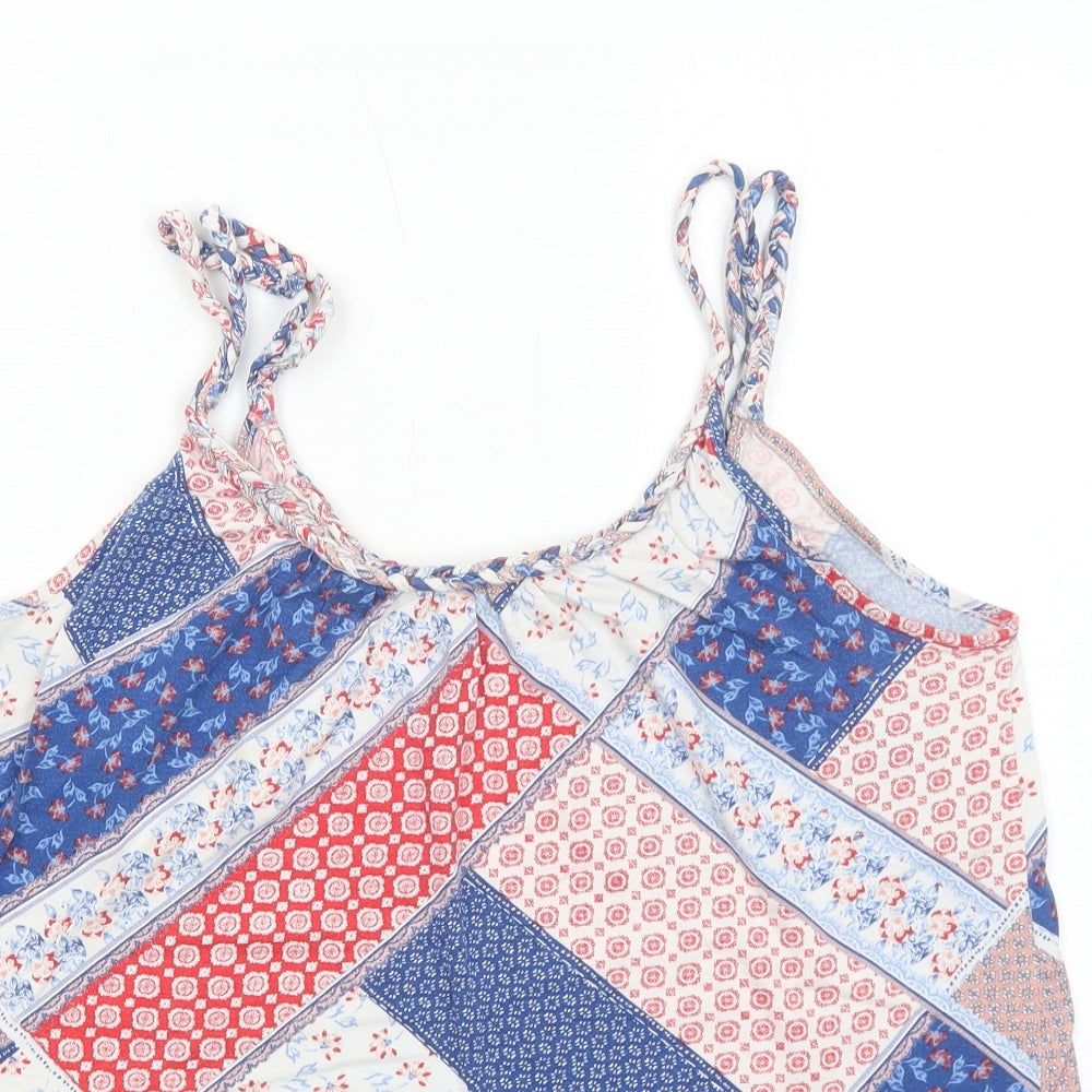 TU Womens Multicoloured Floral Viscose Camisole Tank Size 14 Scoop Neck - Patchwork Style