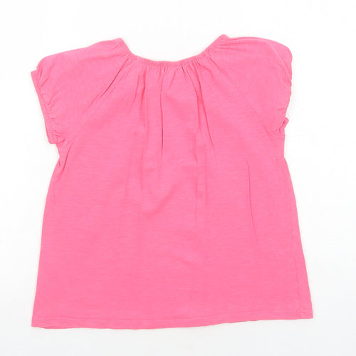 H&M Girls Pink Cotton Basic Blouse Size 9-10 Years Round Neck Pullover