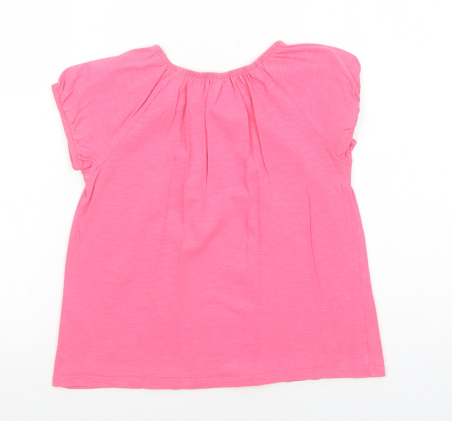H&M Girls Pink Cotton Basic Blouse Size 9-10 Years Round Neck Pullover