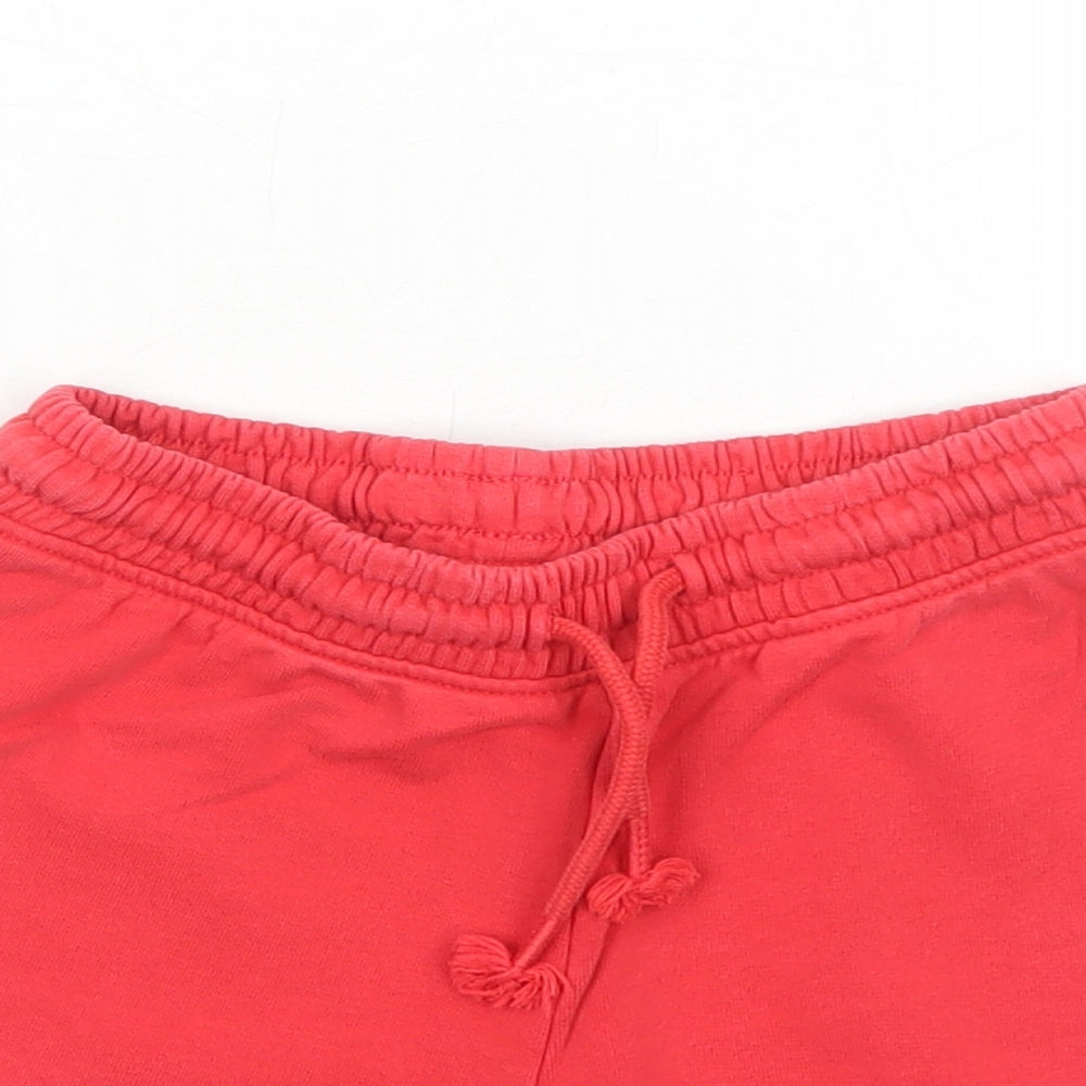 NEXT Girls Red Cotton Sweat Shorts Size 9 Years Regular Drawstring