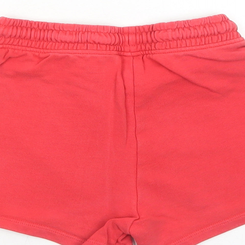 NEXT Girls Red Cotton Sweat Shorts Size 9 Years Regular Drawstring