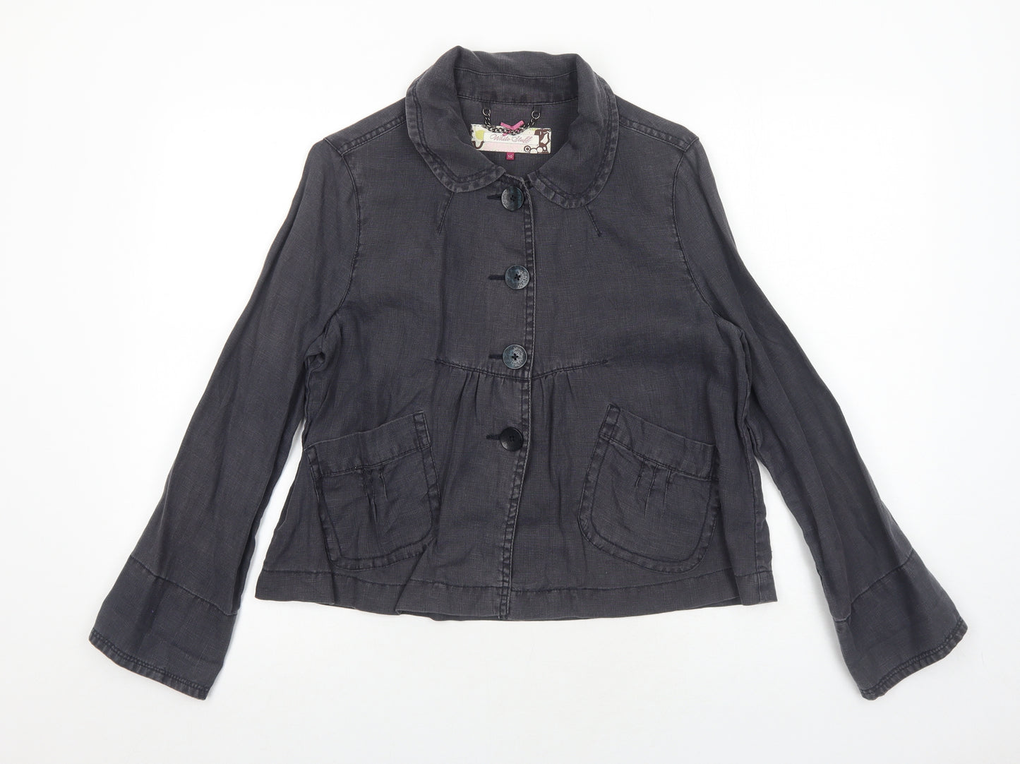 White Stuff Womens Grey Jacket Size 10 Button