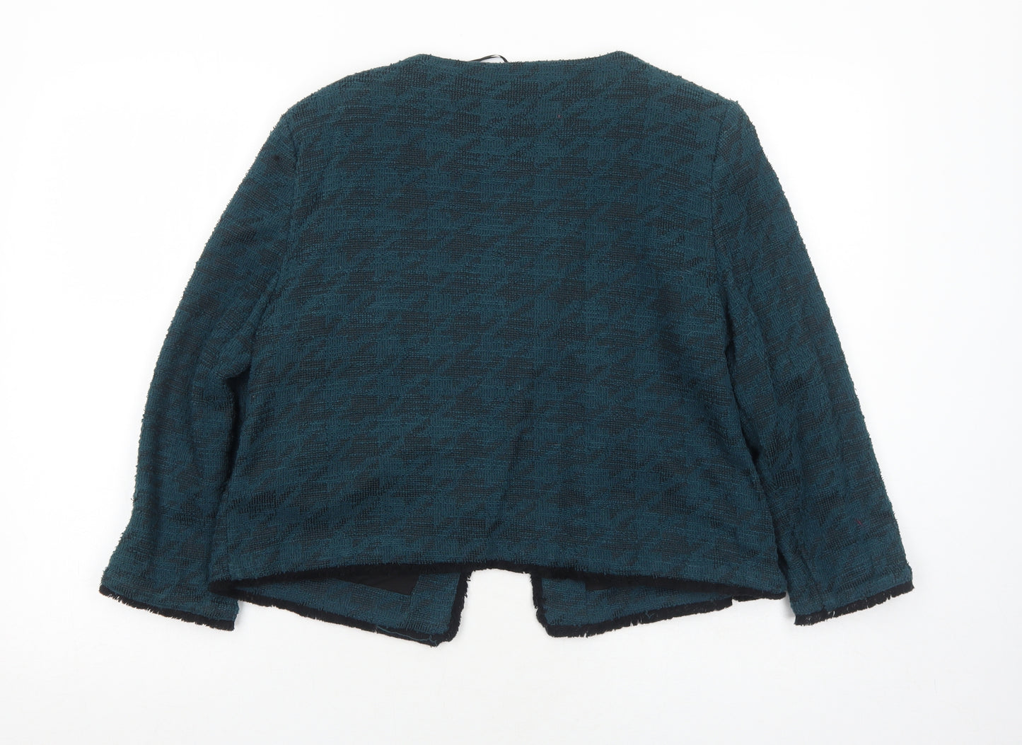 Marks and Spencer Womens Blue Geometric Jacket Blazer Size 14 Hook & Eye