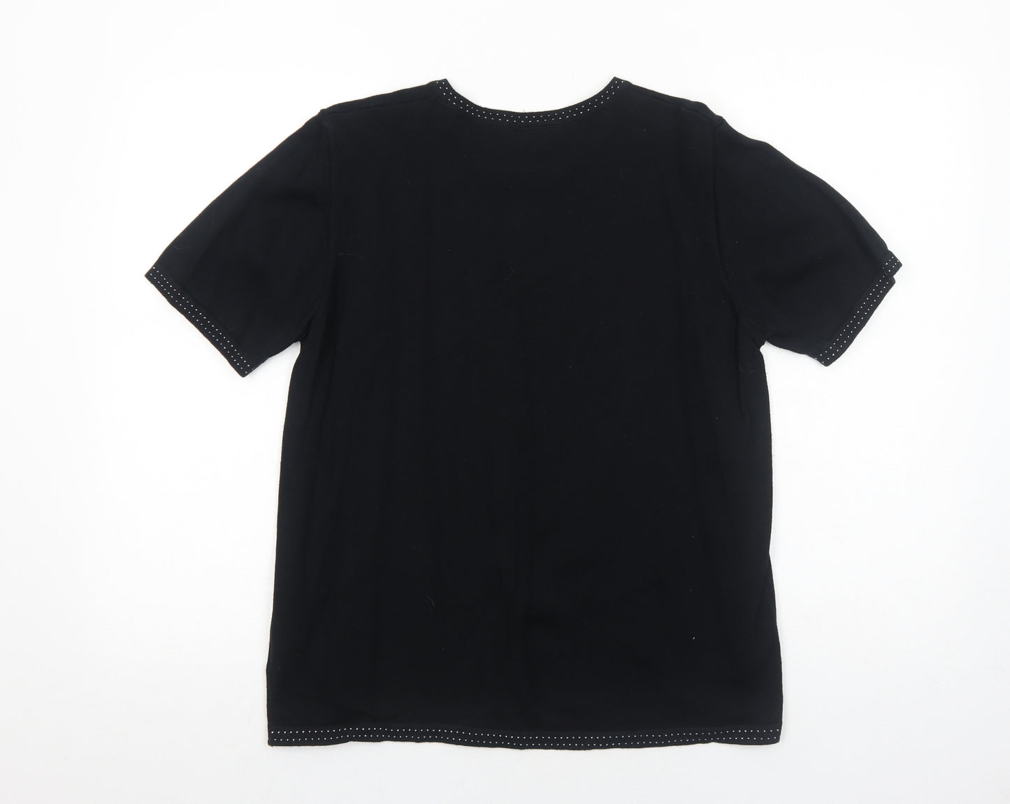 Alexon Womens Black Cotton Basic T-Shirt Size L Round Neck