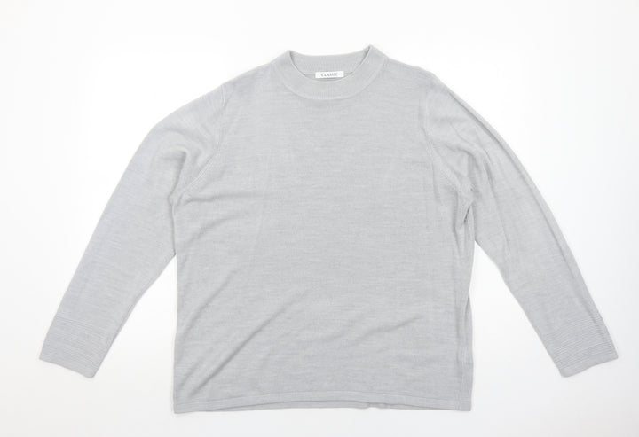 Marks and Spencer Womens Grey Round Neck Acrylic Pullover Jumper Size 18