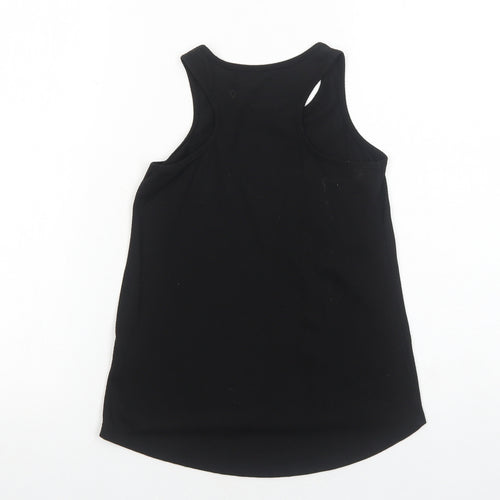 Young Dimension Girls Black Polyester Basic Tank Size 8-9 Years Round Neck Pullover - Love What You DO