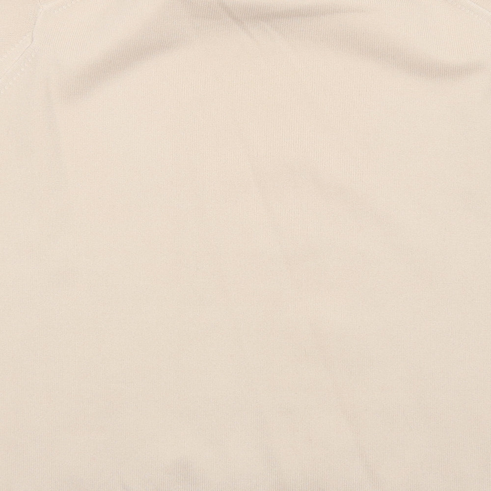 Tanya Womens Beige Polyester Basic Blouse Size M Round Neck