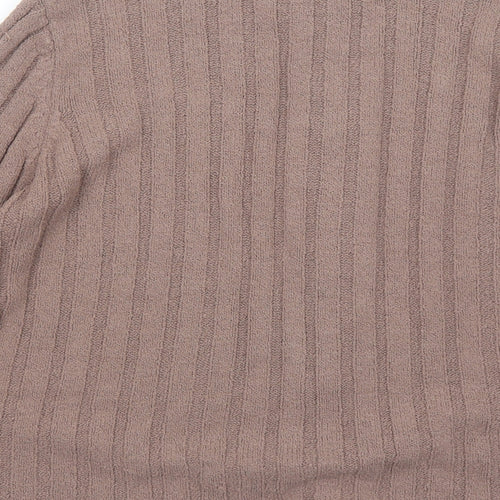 TIGI Womens Brown Collared Acrylic Full Zip Jumper Size 14