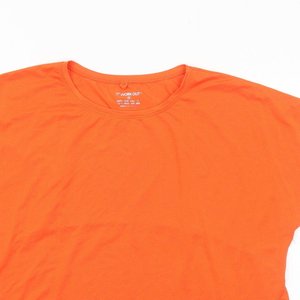 Primark Womens Orange Polyester Basic T-Shirt Size M Round Neck Pullover