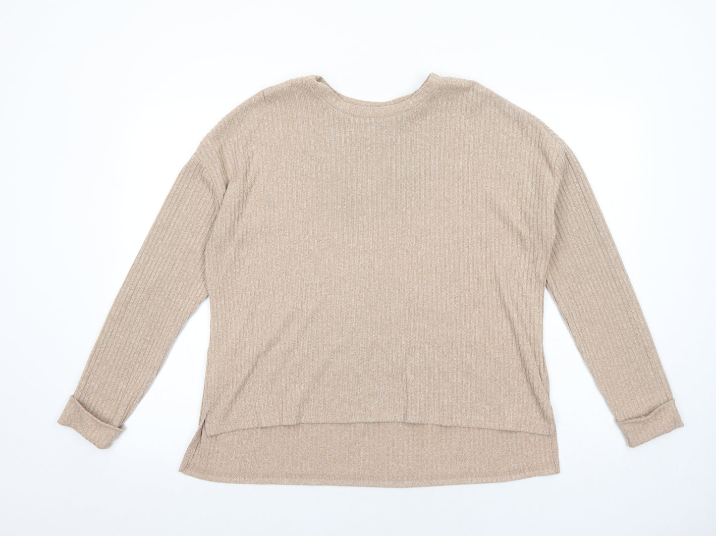 Primark Womens Beige Round Neck Acrylic Pullover Jumper Size S