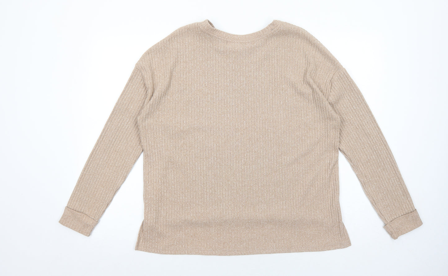 Primark Womens Beige Round Neck Acrylic Pullover Jumper Size S