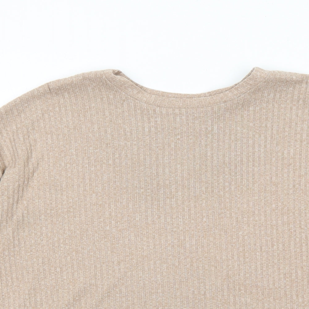 Primark Womens Beige Round Neck Acrylic Pullover Jumper Size S