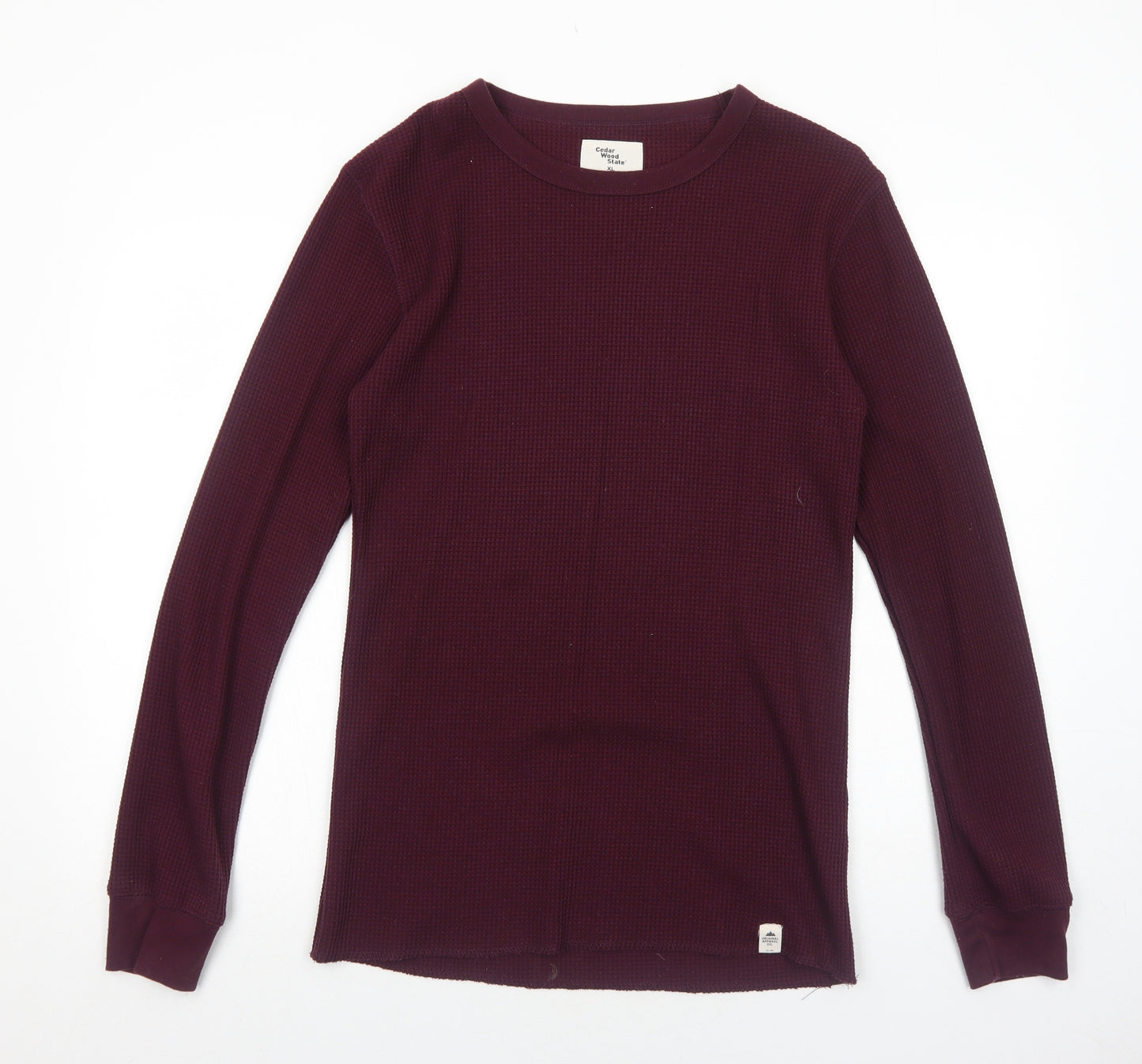 Cedar Wood State Mens Purple Round Neck Cotton Pullover Jumper Size XL Long Sleeve
