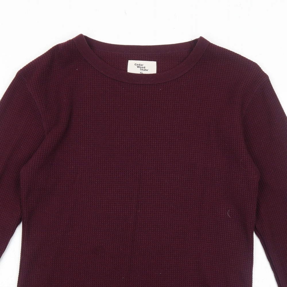 Cedar Wood State Mens Purple Round Neck Cotton Pullover Jumper Size XL Long Sleeve