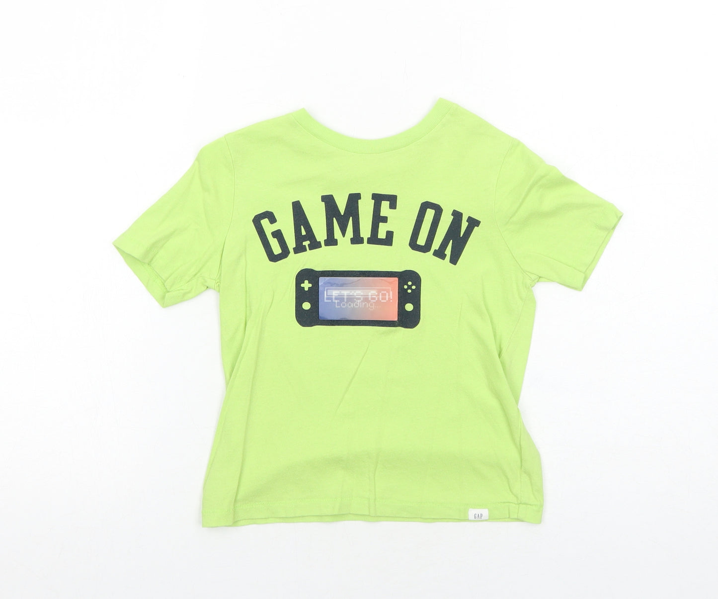 Gap Boys Green Cotton Pullover T-Shirt Size 6 Years Round Neck Pullover - Game On