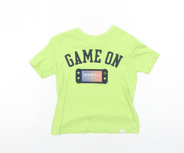 Gap Boys Green Cotton Pullover T-Shirt Size 6 Years Round Neck Pullover - Game On