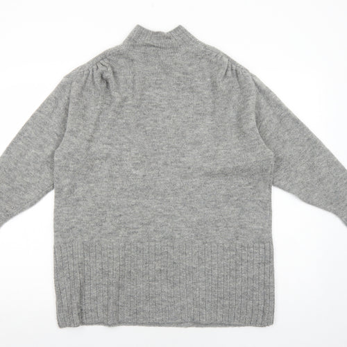 George Womens Grey High Neck Acrylic Pullover Jumper Size S