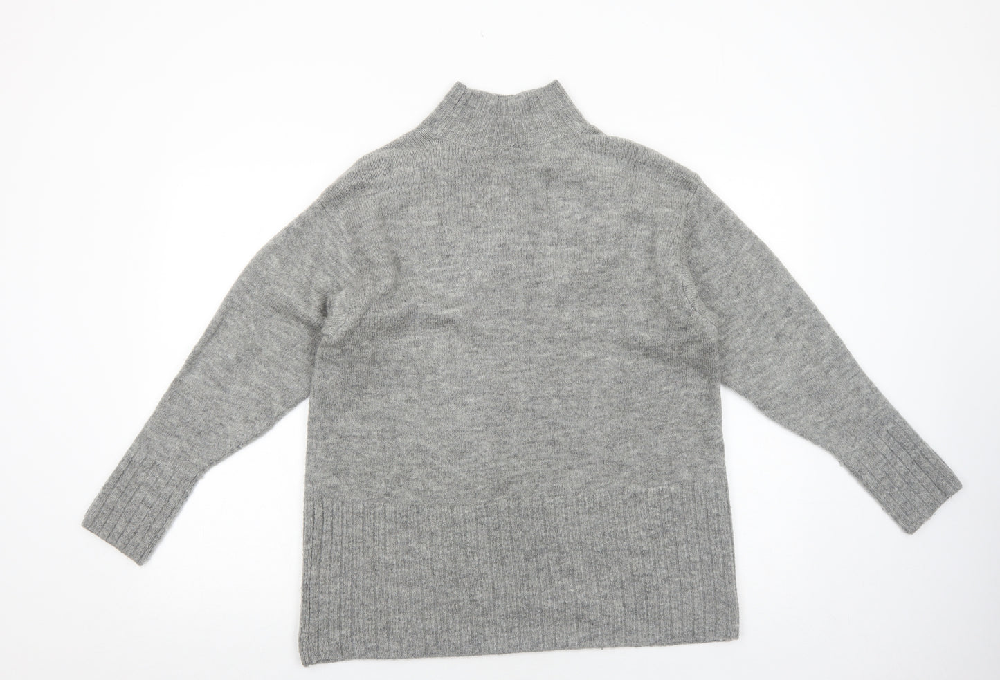 George Womens Grey High Neck Acrylic Pullover Jumper Size S