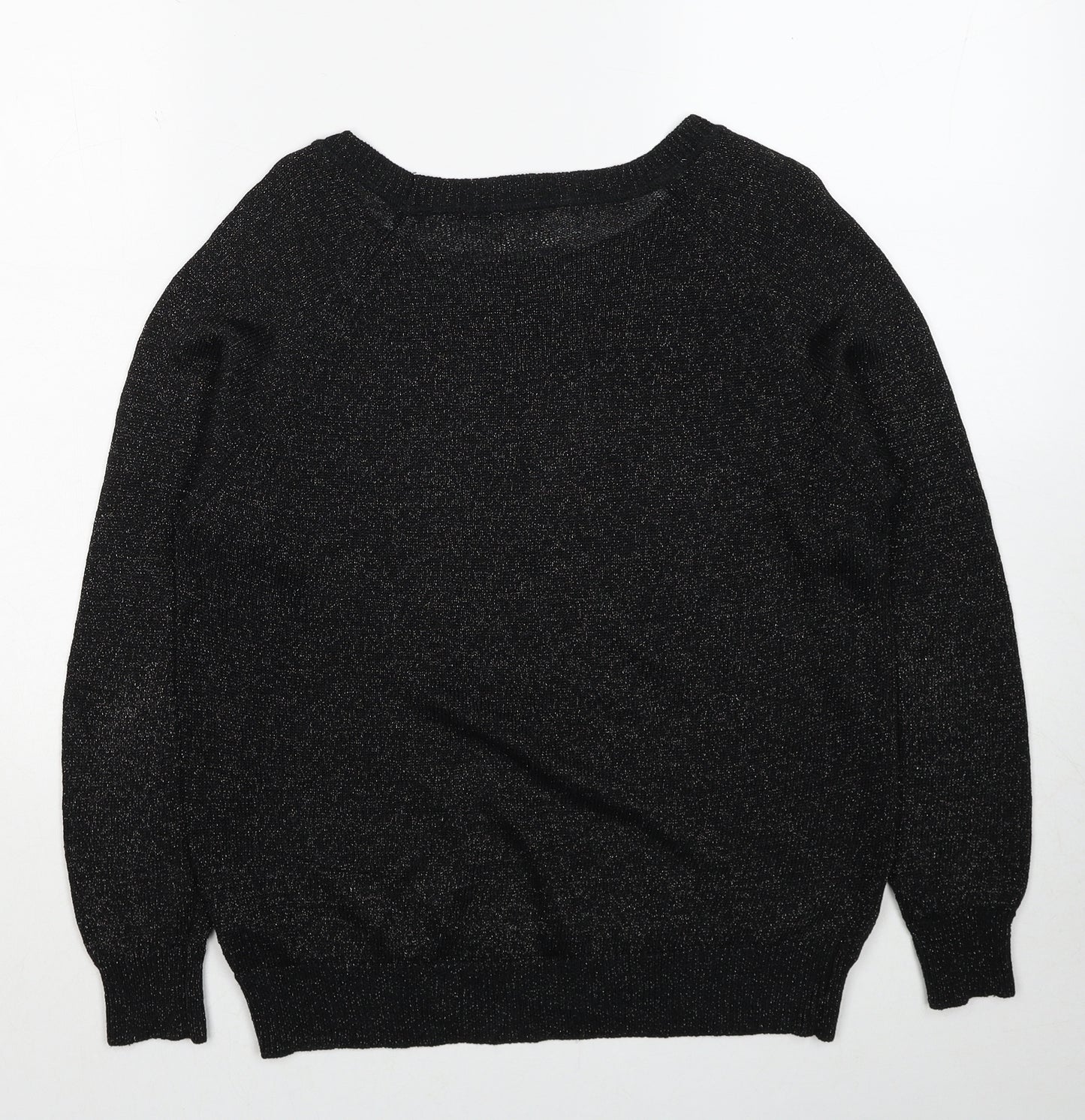 Marks and Spencer Womens Black Round Neck Linen Pullover Jumper Size 10