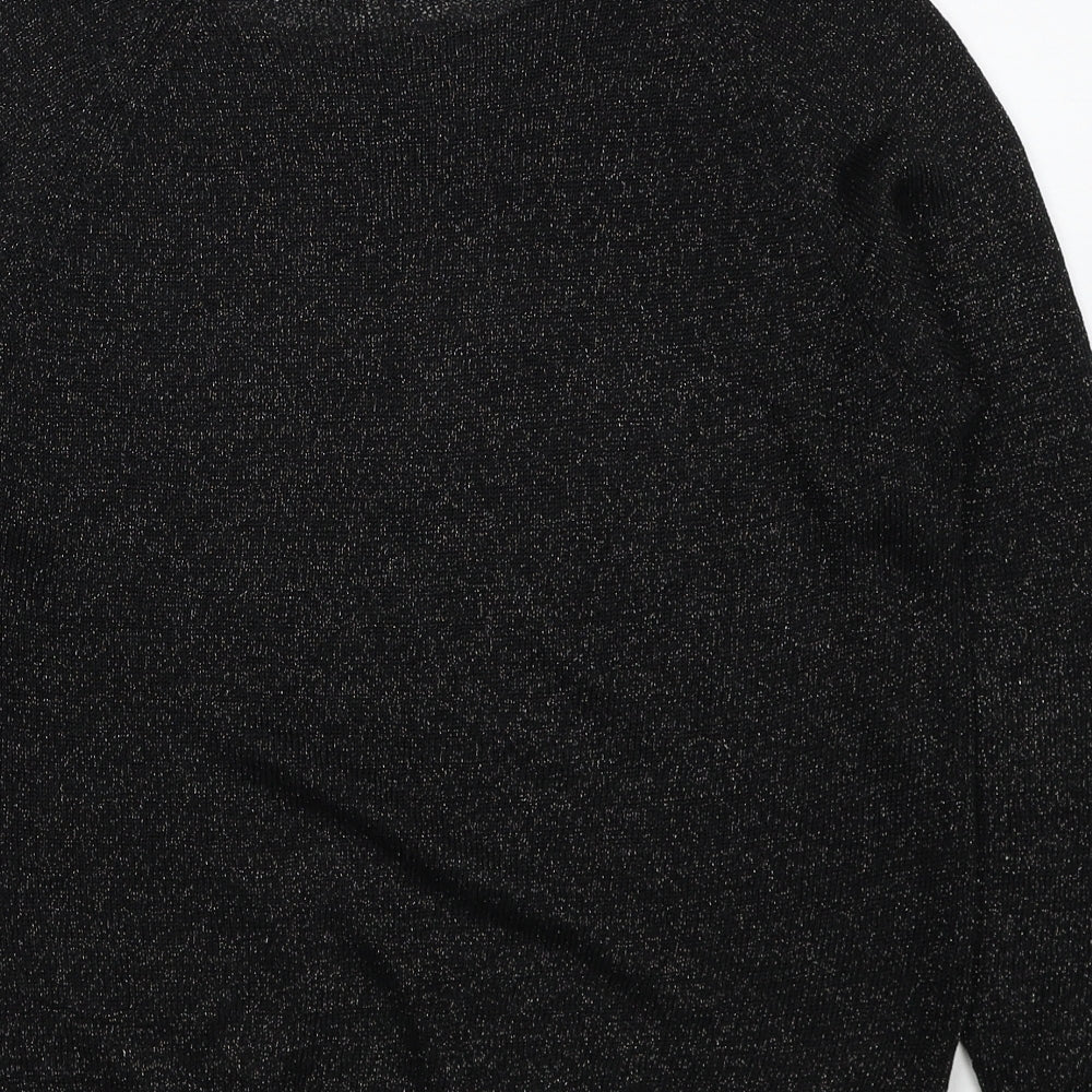 Marks and Spencer Womens Black Round Neck Linen Pullover Jumper Size 10