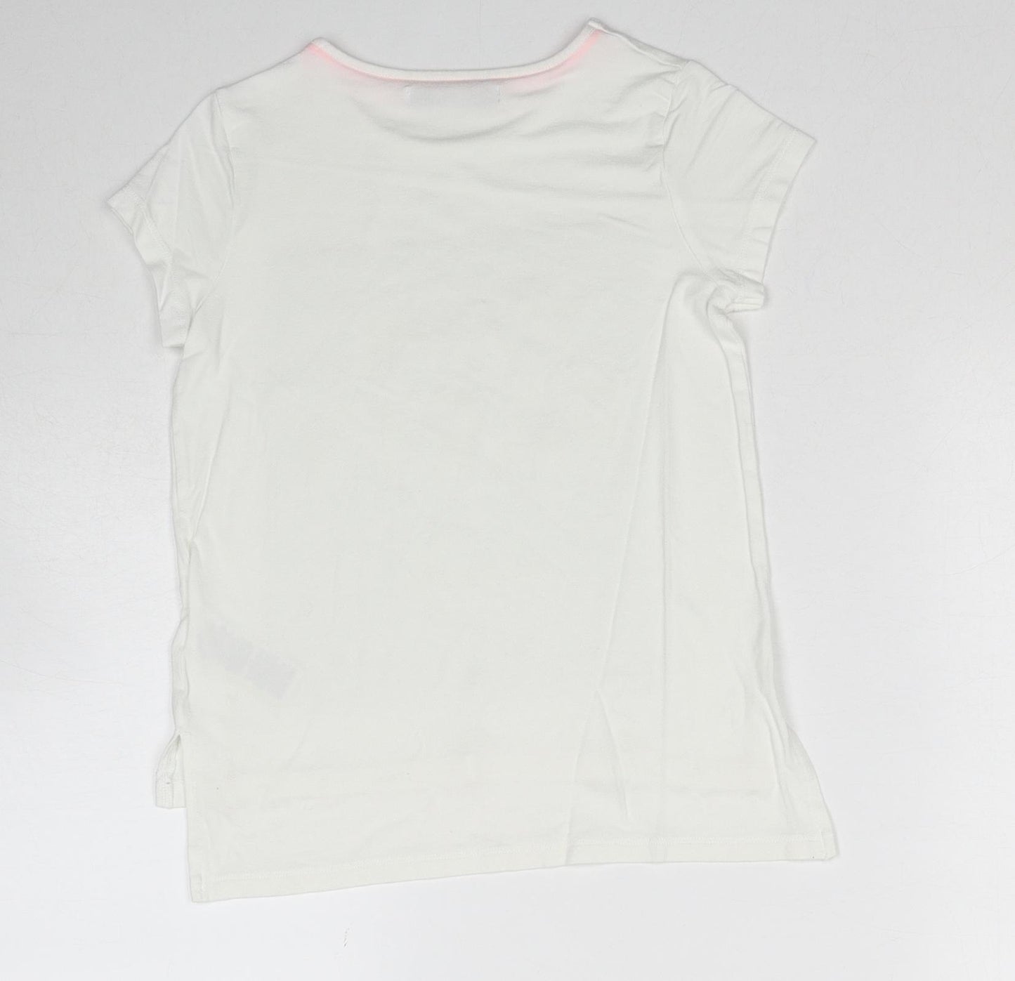 Marks and Spencer Girls White Viscose Basic T-Shirt Size 7-8 Years Round Neck Pullover - To The Party