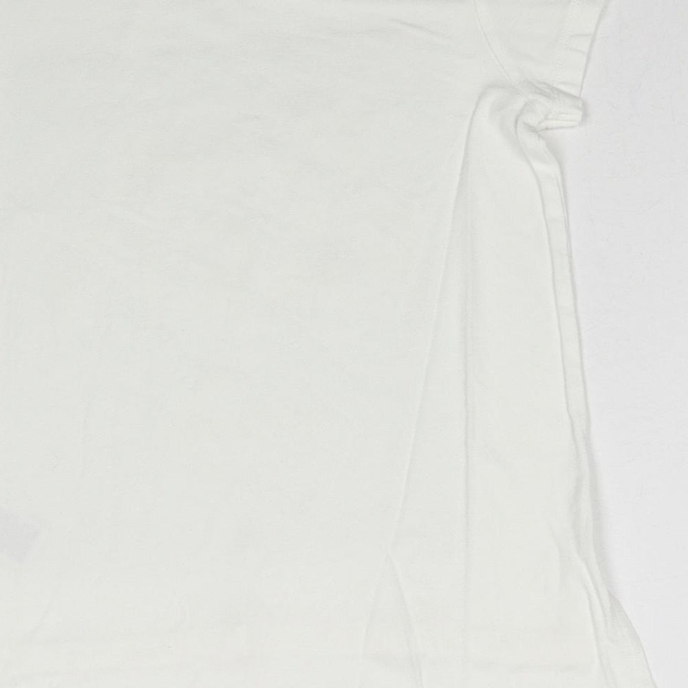 Marks and Spencer Girls White Viscose Basic T-Shirt Size 7-8 Years Round Neck Pullover - To The Party