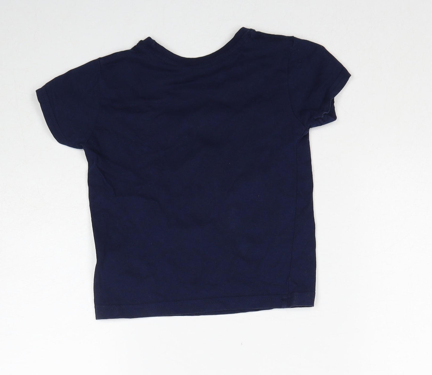 Primark Boys Blue Cotton Pullover T-Shirt Size 2-3 Years Round Neck Pullover - Cute Monster