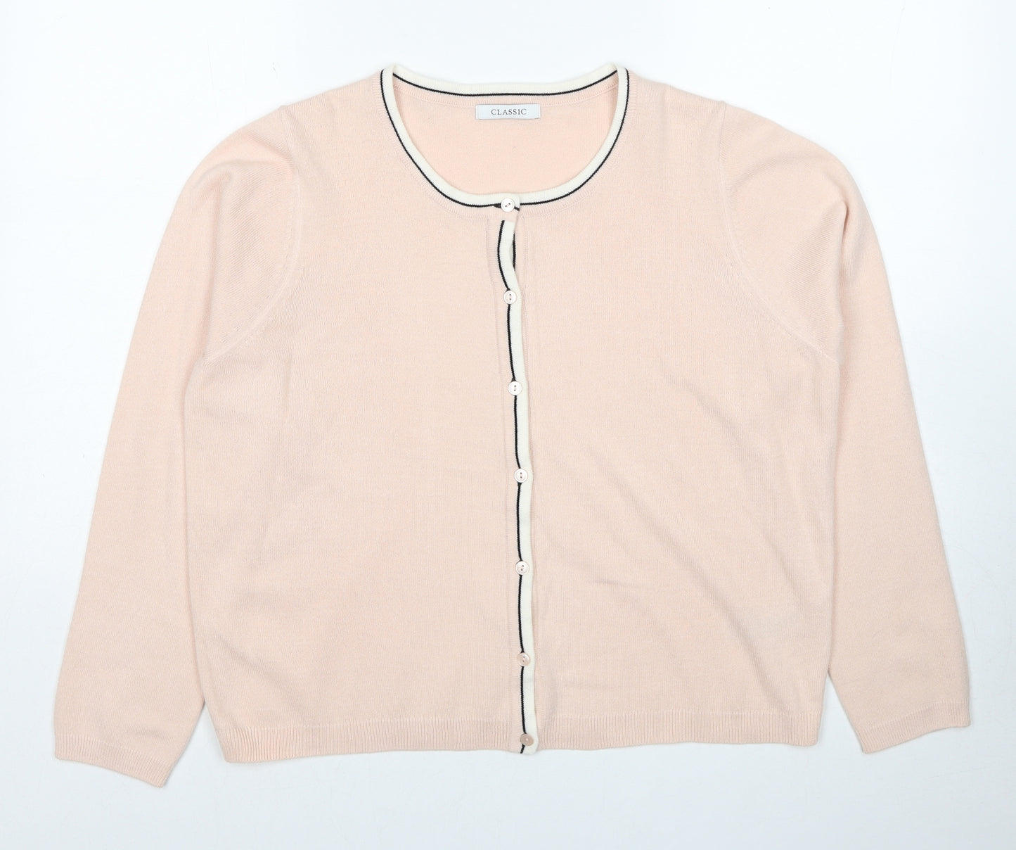 Marks and Spencer Womens Pink Round Neck Acrylic Cardigan Jumper Size 12