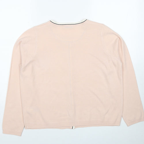 Marks and Spencer Womens Pink Round Neck Acrylic Cardigan Jumper Size 12