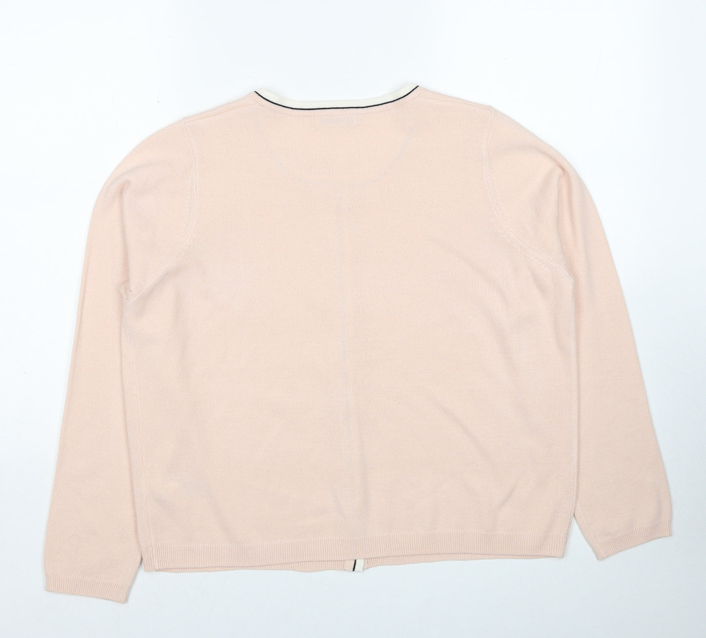 Marks and Spencer Womens Pink Round Neck Acrylic Cardigan Jumper Size 12