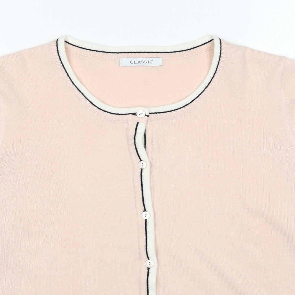 Marks and Spencer Womens Pink Round Neck Acrylic Cardigan Jumper Size 12