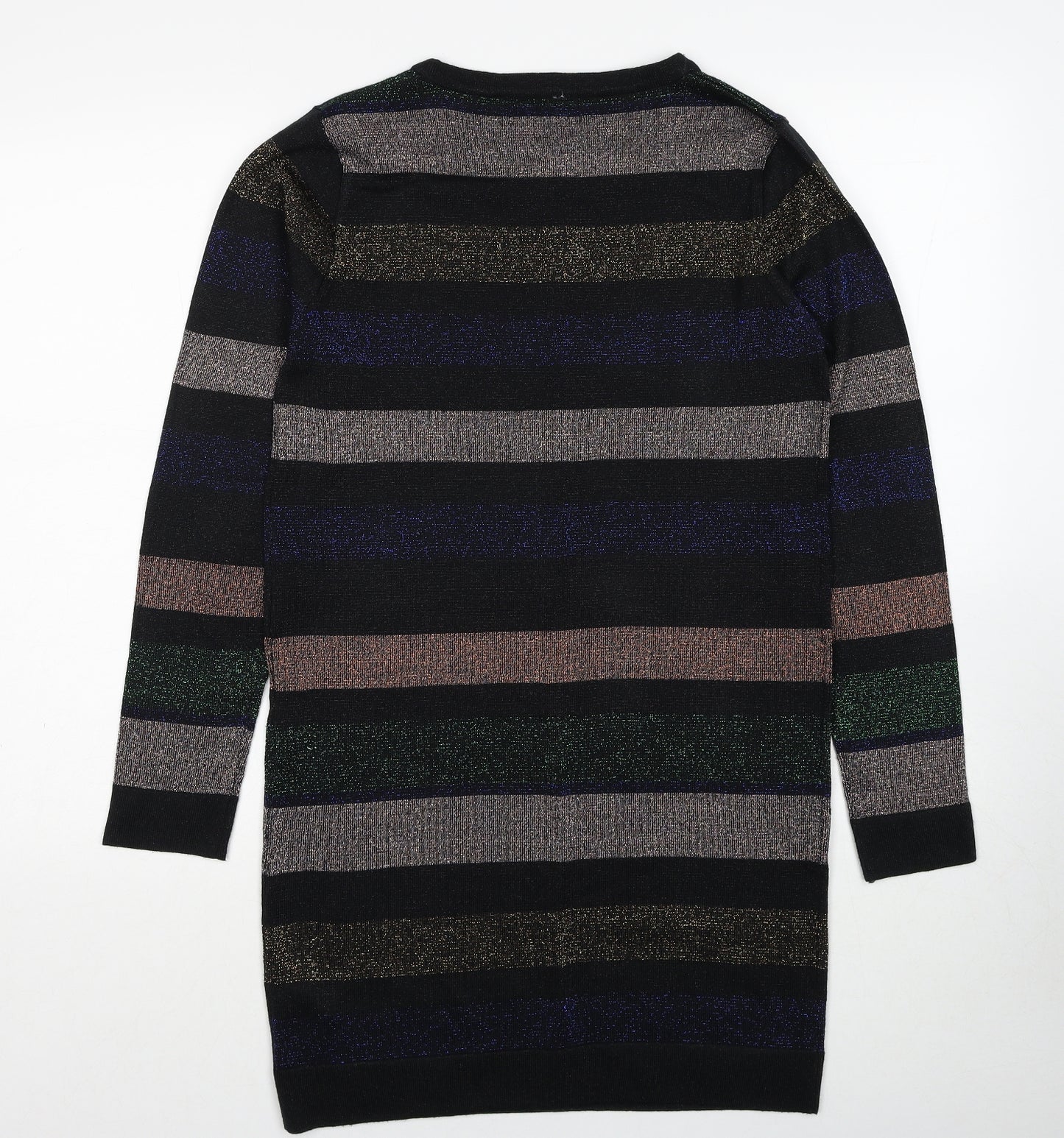 Atmosphere Womens Multicoloured Striped Acrylic Jumper Dress Size 14 Round Neck Pullover