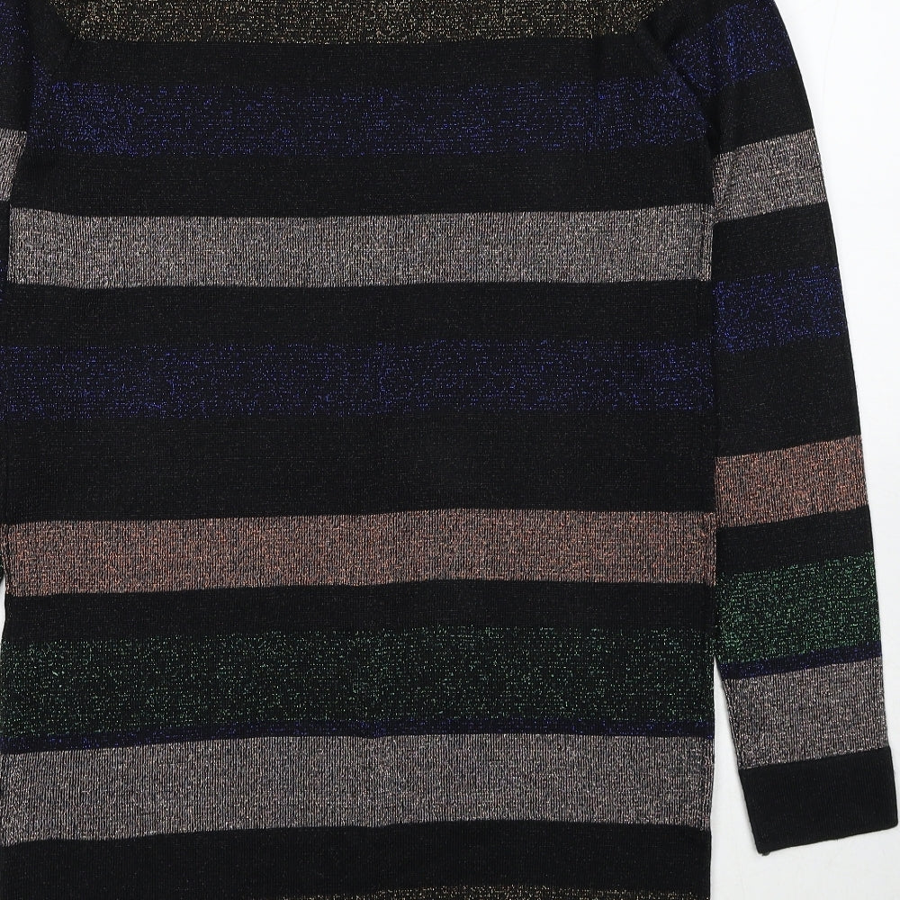 Atmosphere Womens Multicoloured Striped Acrylic Jumper Dress Size 14 Round Neck Pullover