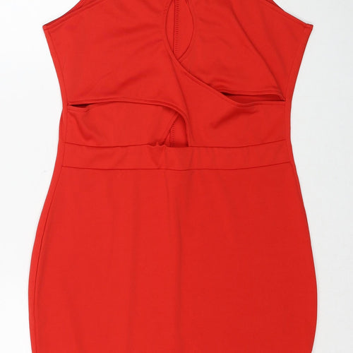 Preworn Womens Red Polyester Shift Size M Round Neck Pullover