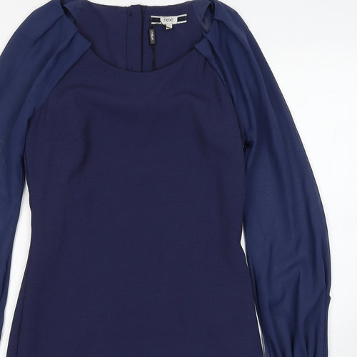 NEXT Womens Blue Polyester Shift Size 6 Round Neck Button