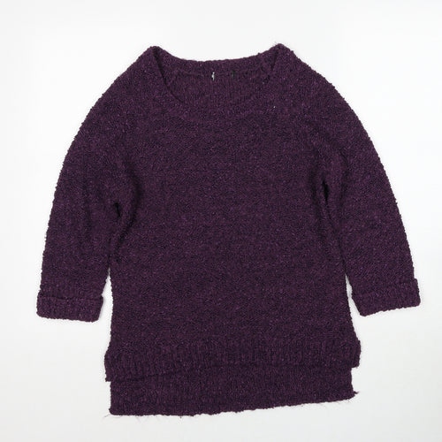F&F Womens Purple Round Neck Polyester Pullover Jumper Size 12