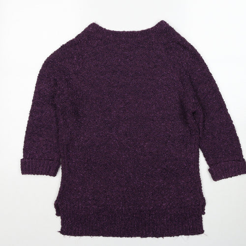F&F Womens Purple Round Neck Polyester Pullover Jumper Size 12