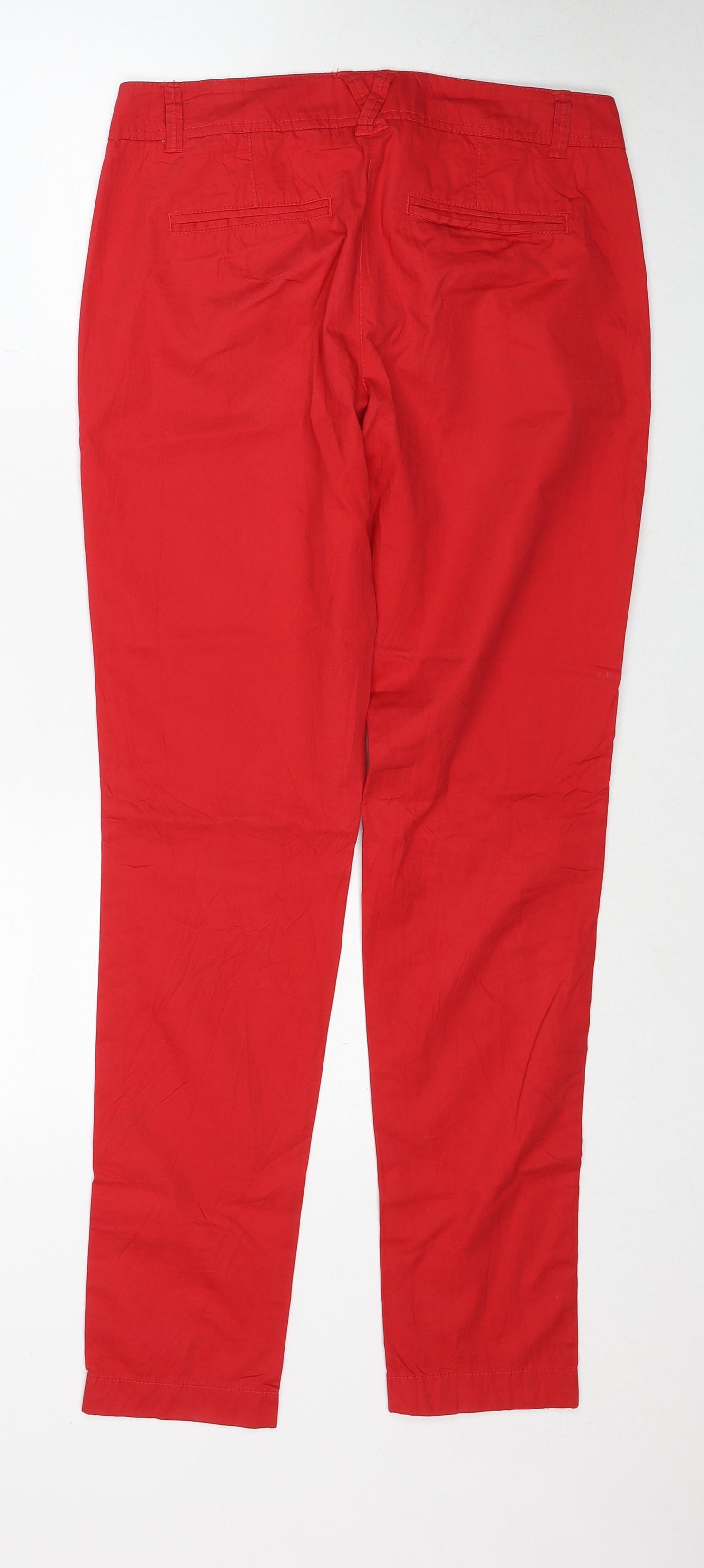 s.Oliver Womens Red Cotton Chino Trousers Size 8 Regular Zip