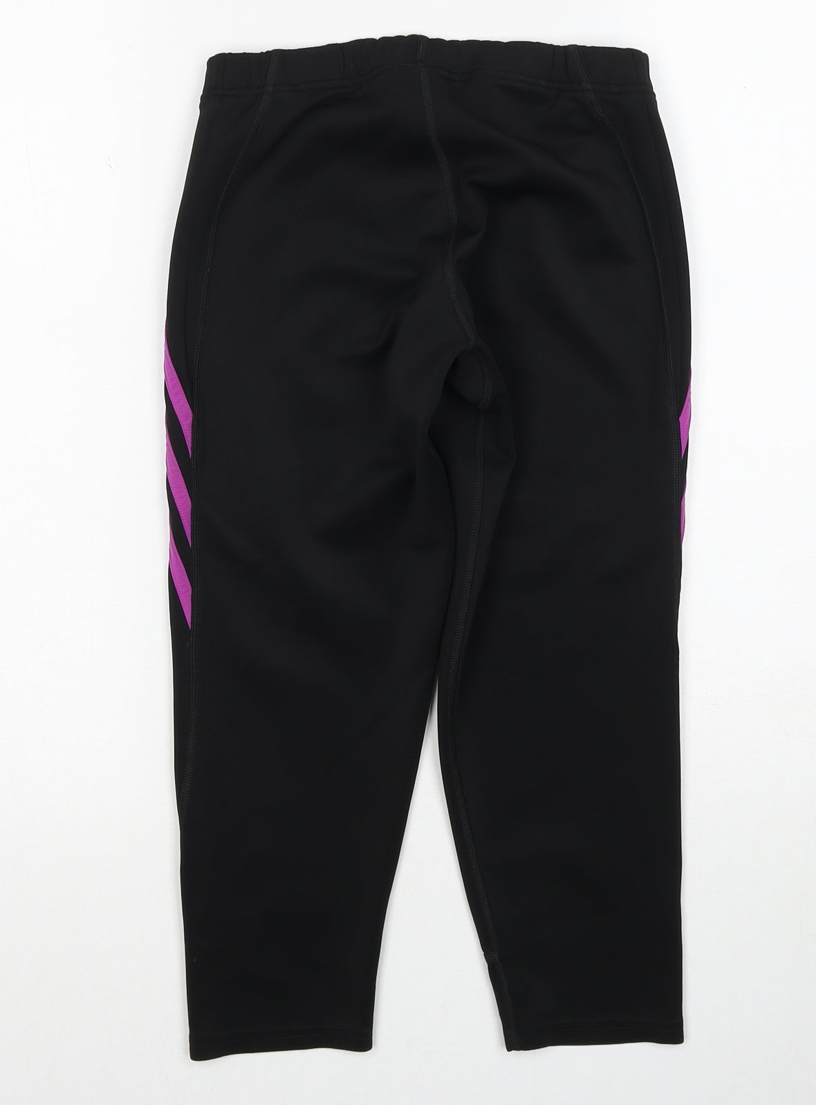 adidas Womens Black Striped Polyester Jogger Leggings Size 8 Regular Drawstring