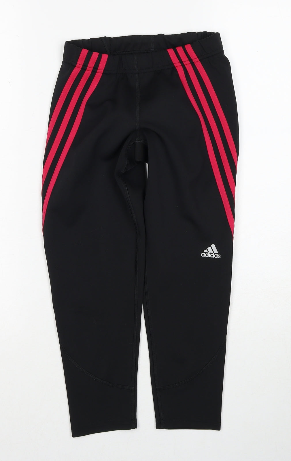 adidas Womens Black Striped Polyester Jogger Leggings Size 6 Regular Drawstring - Size 6-8