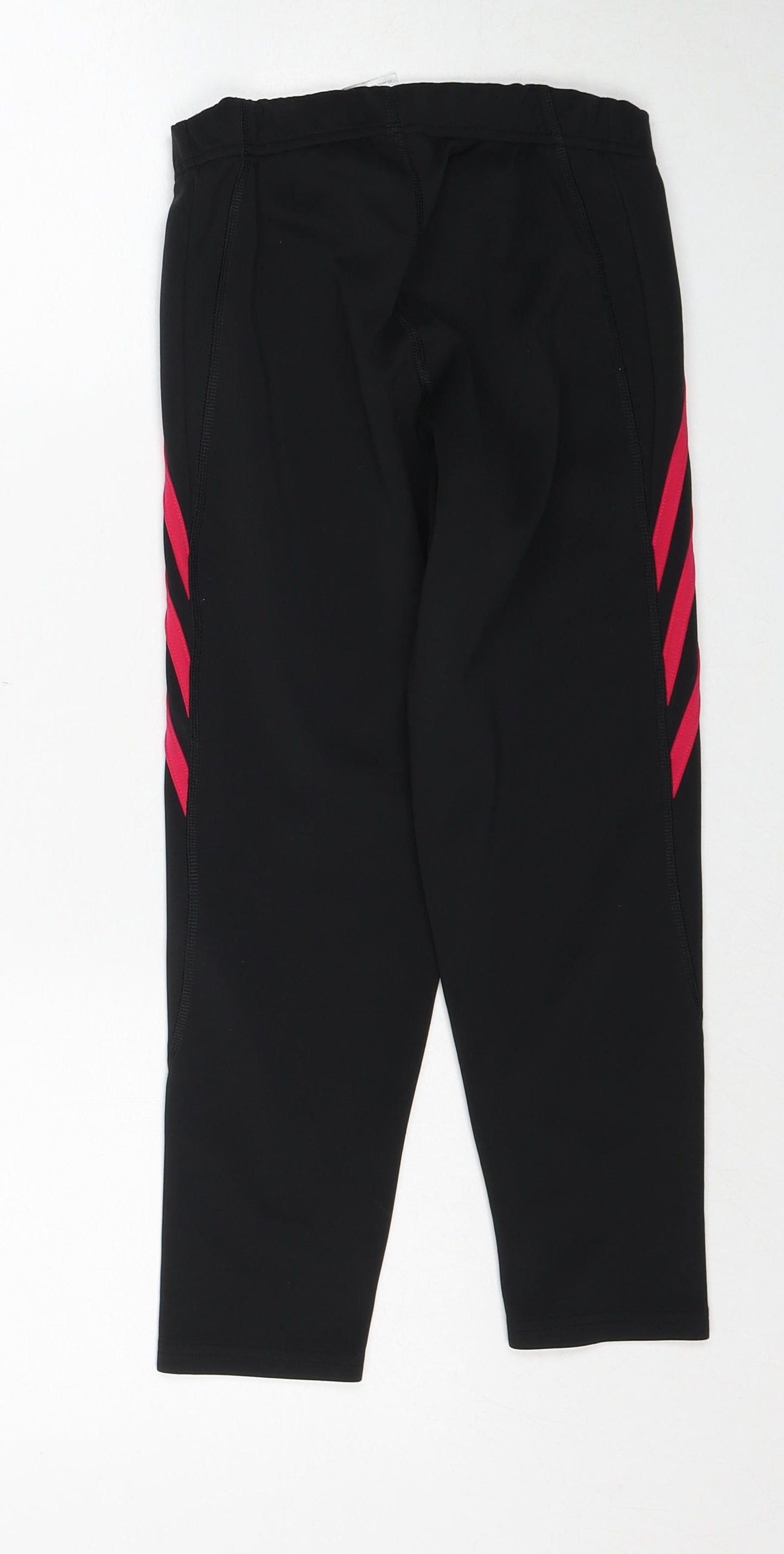 adidas Womens Black Striped Polyester Jogger Leggings Size 6 Regular Drawstring - Size 6-8