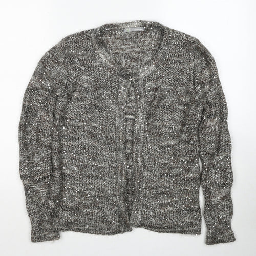 Marks and Spencer Womens Grey Round Neck Polyester Cardigan Jumper Size 12