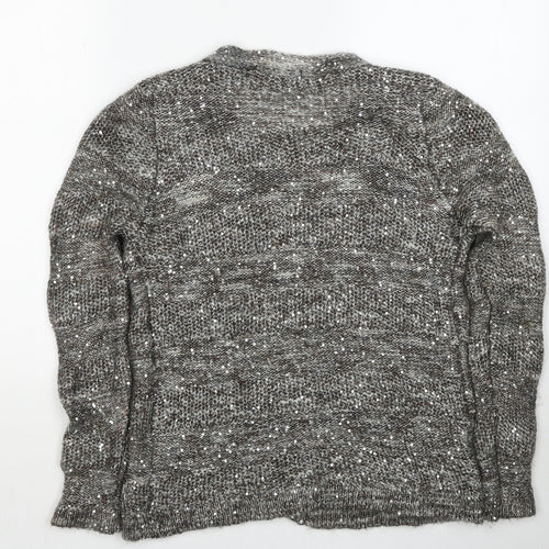 Marks and Spencer Womens Grey Round Neck Polyester Cardigan Jumper Size 12