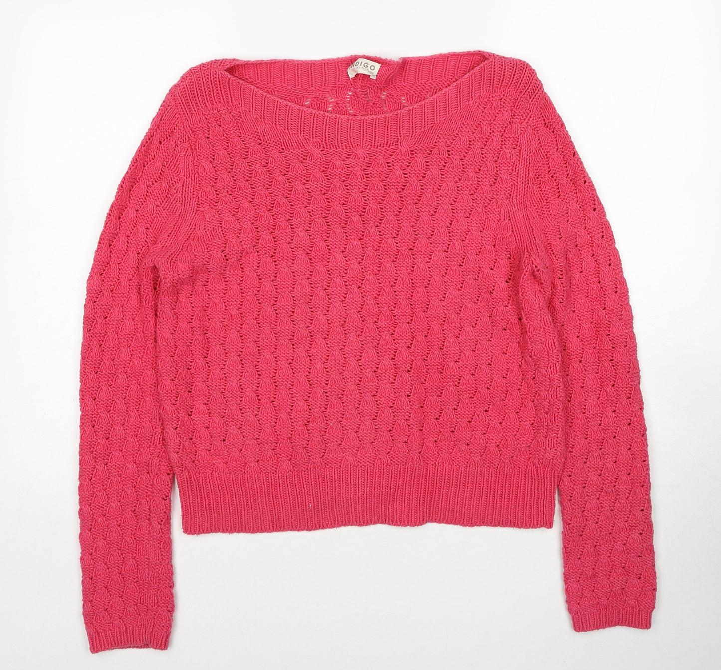 Marks and Spencer Womens Pink Boat Neck Cotton Pullover Jumper Size 10
