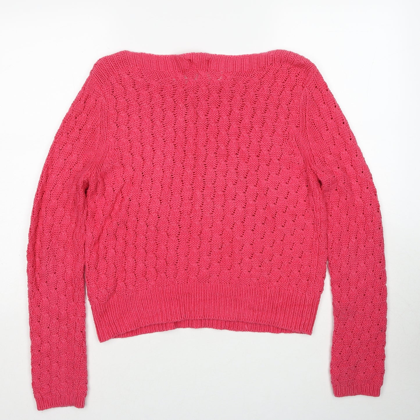 Marks and Spencer Womens Pink Boat Neck Cotton Pullover Jumper Size 10